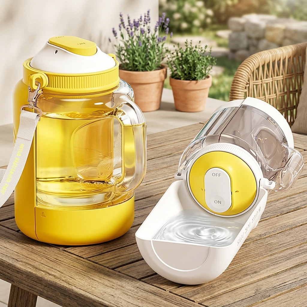 1150ml Large 2-in-1 Pet Water Food Bottle One Press Design