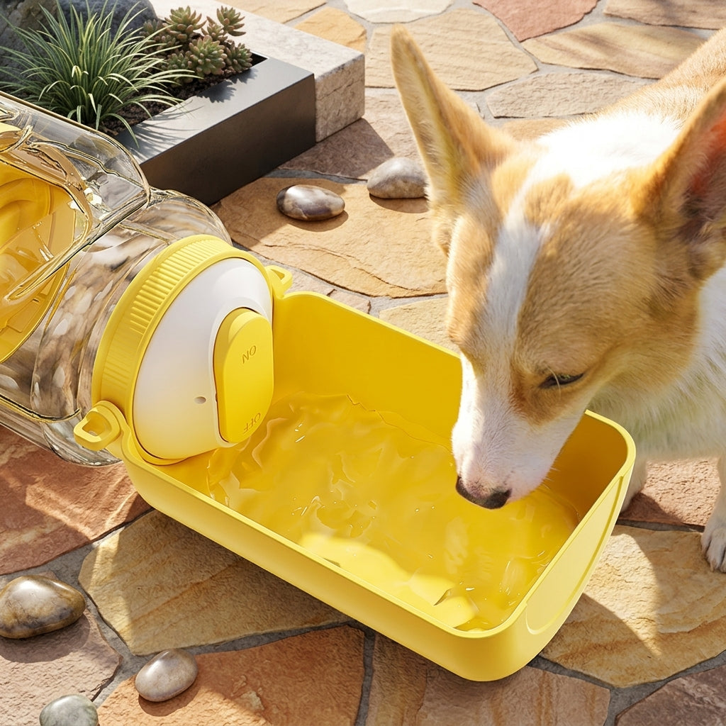 1150ml Large 2-in-1 Pet Water Food Bottle One Press Design